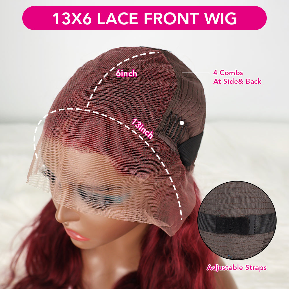 DORIMY 99j 13x6 Transparent Lace Front Wigs Human Hair Pre Plucked with Baby Hair 180 Density 16-34Inch Wavy Lace Frontal Wig For Woman