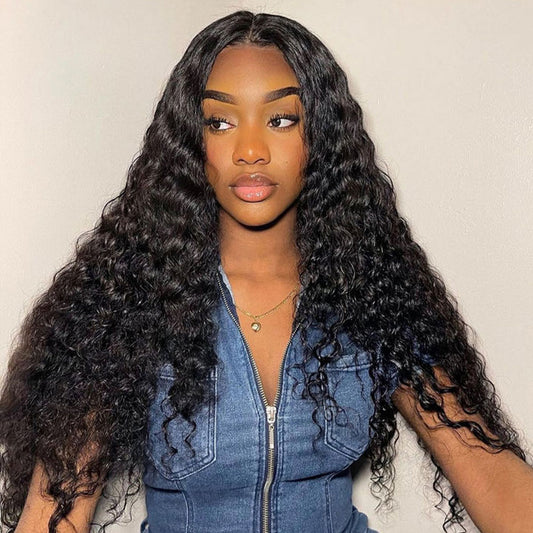 DORIMY 180% Density Natural Black Hair Color 16-34Inch Curly hair Lace Frontal Wig For Woman