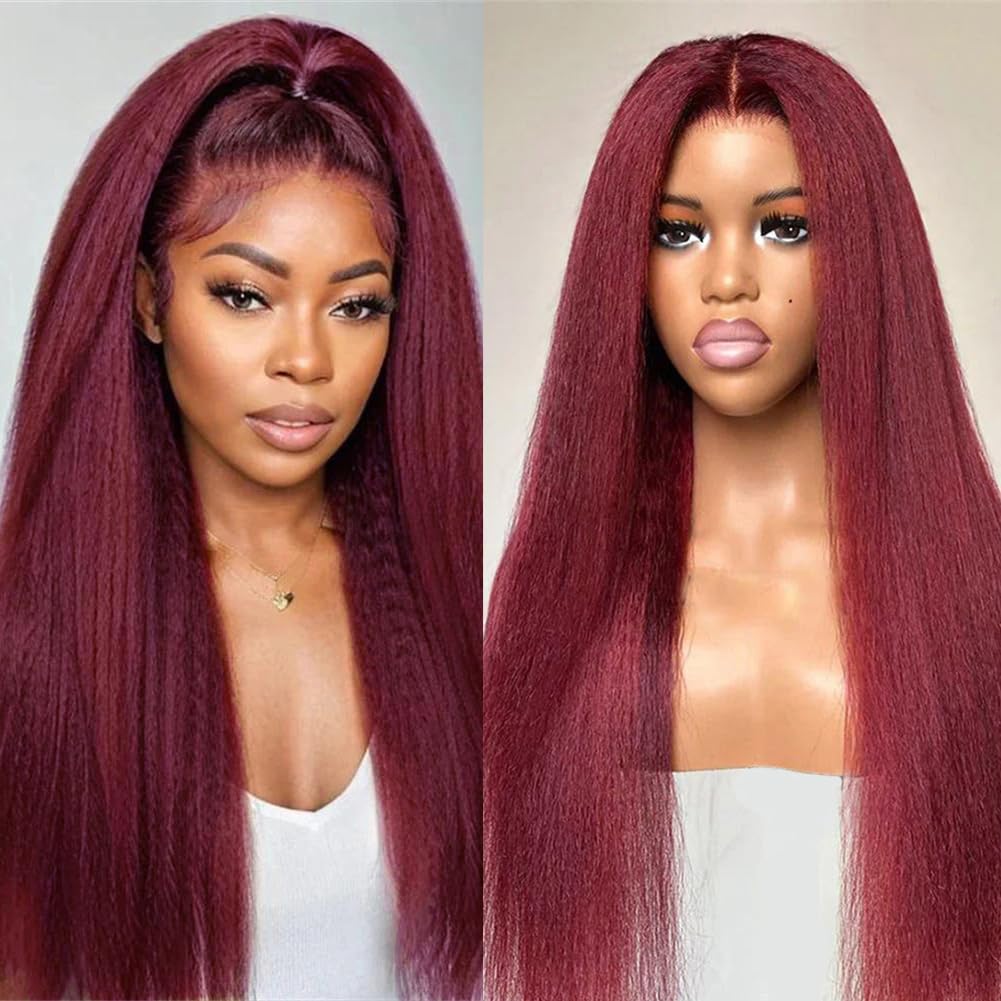 DORIMY 99J Burgundy Lace Front Wig Human Hair 16-34 Inch Small Curly 13x6 Human Hair Lace Front Wigs for Women