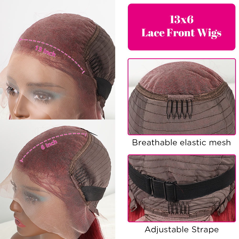 DORIMY 99j 13x6 Transparent Lace Front Wigs Human Hair Pre Plucked with Baby Hair 180 Density 16-34Inch Smooth Straight Lace Frontal Wig For Woman