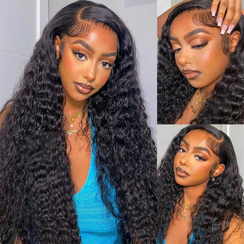 DORIMY 180% Density Natural Black Hair Color 16-34Inch Curly hair Lace Frontal Wig For Woman