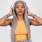 DORIMY 13x6 Silver Gray Women's Lace Wig Transparent Lace Front Human Hair Pre-Plucked Wigs