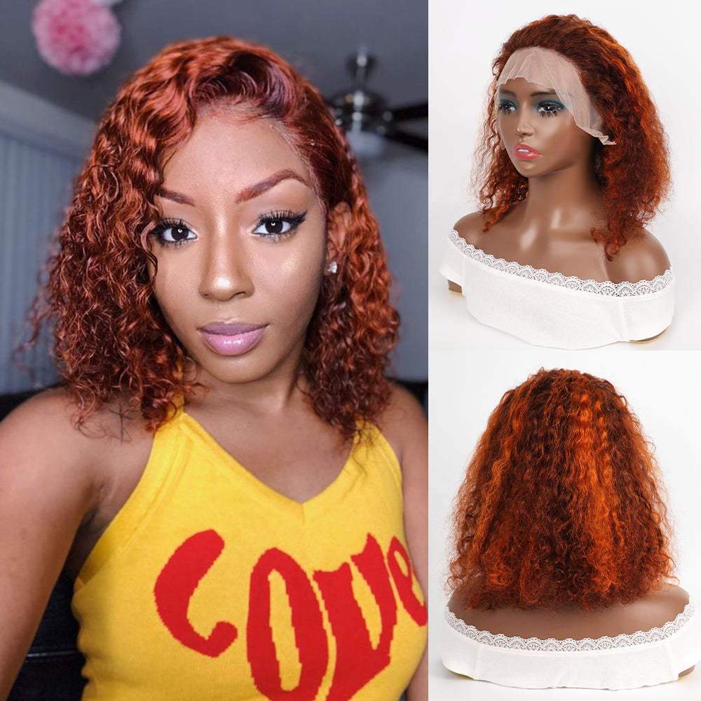 DORIMY Water Wave Short Bob Lace Front Human Hair Wigs Brazilian Transparent Lace Frontal Wigs 4/350 Color hair wigs