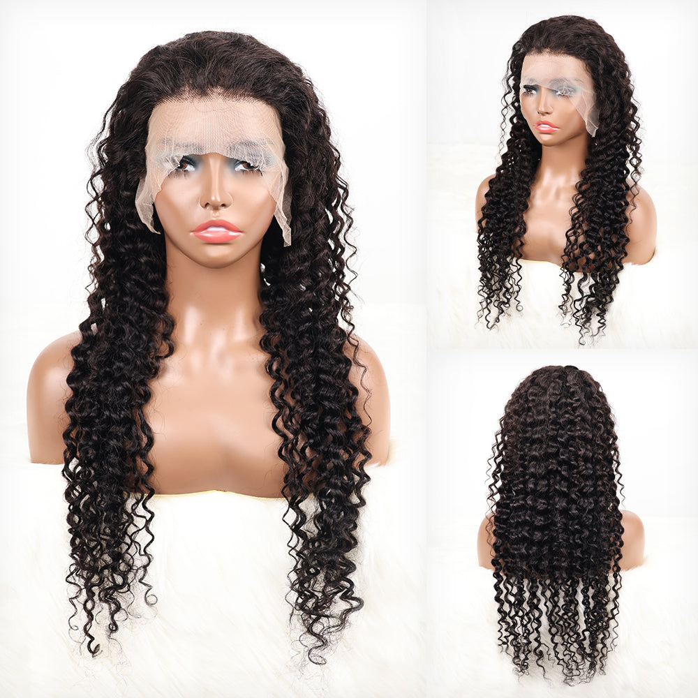 DORIMY 180% Density Natural Black Hair Color 16-34Inch Curly hair Lace Frontal Wig For Woman