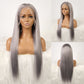 DORIMY 13x6 Silver Gray Women's Lace Wig Transparent Lace Front Human Hair Pre-Plucked Wigs