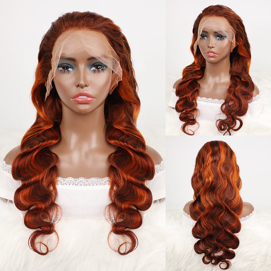 DORIMY 180 Density 4/350 Ginger Deep Wave 16-34Inch 13x6 Lace Front Wig Orange Curly Human Hair Lace Frontal Wigs Wavy Hair