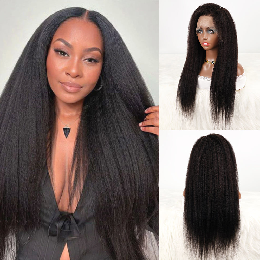 DORIMY 180% Density Natural Black Hair Color 16-34Inch Small Curly Hair Lace Frontal Wig For Woman
