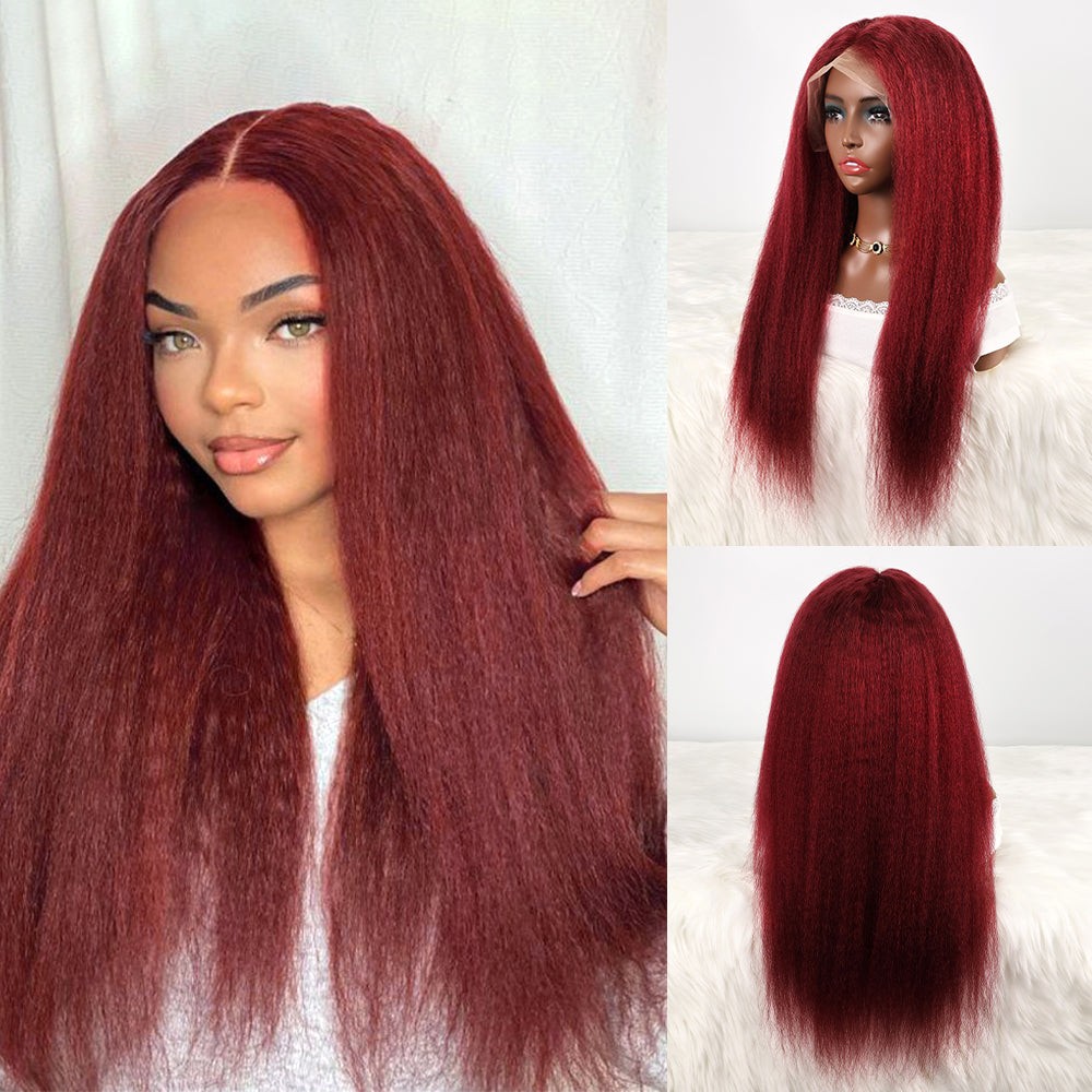 DORIMY 99J Burgundy Lace Front Wig Human Hair 16-34 Inch Small Curly 13x6 Human Hair Lace Front Wigs for Women