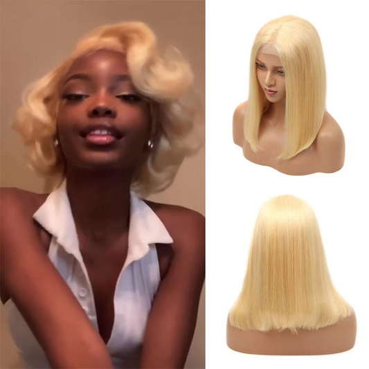 DORIMY 613 Blonde Bob Hair Wig 10-18Inch 180%Density  Bob Hair 163 Gold Lace Front 100% Human Hair Wigs 13×6 Straight Lace Frontal Wig For Woman