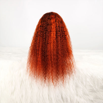 DORIMY 180 Density 350 Ginger Deep Wave 30 32 34 Inch 13x6 Lace Front Wig Orange Curly Human Hair Lace Frontal Wigs Water Wave