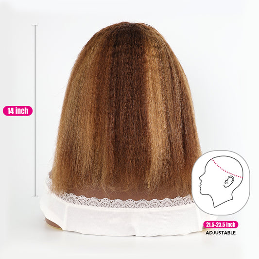 DORIMY Ombre Highlight 4/27 180%Density BOB short hair 10-14Inch Brown Lace Front 100% Human Hair Wigs 13×4 Small Curly Hair Lace Frontal Wig For Woman