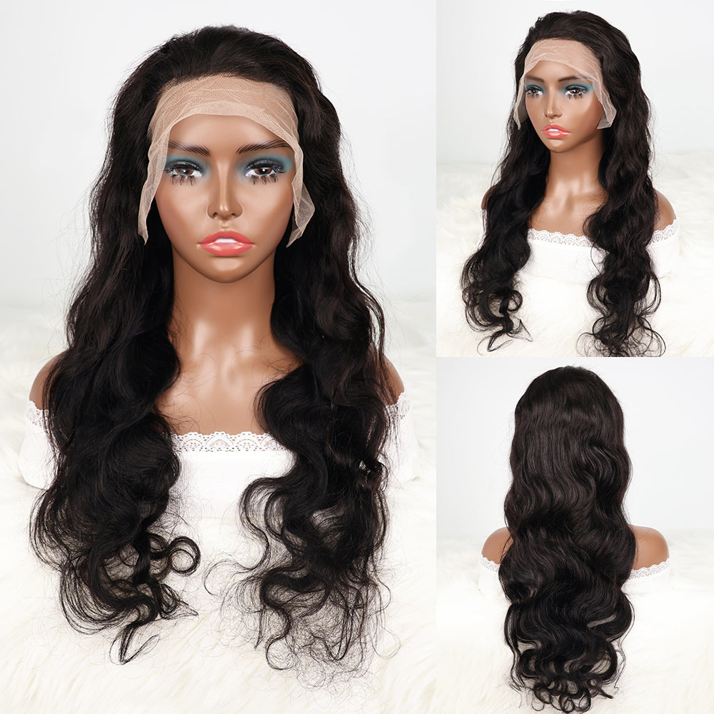 DORIMY 180% Density Natural Black Hair Color 16-34Inch Wavy Lace Frontal Wig For Woman