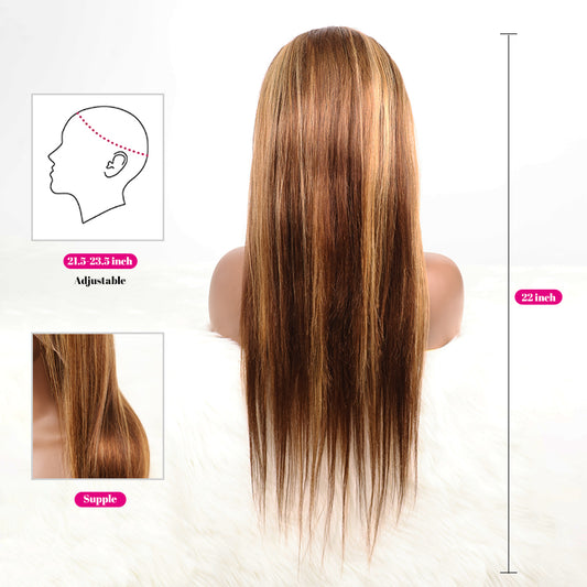 DORIMY Highlight Wig 4/27 180%Density Long hair 16-34Inch Brown Lace Front 100% Human Hair Wigs 13×6 Straight hair Lace Frontal Wig For Woman