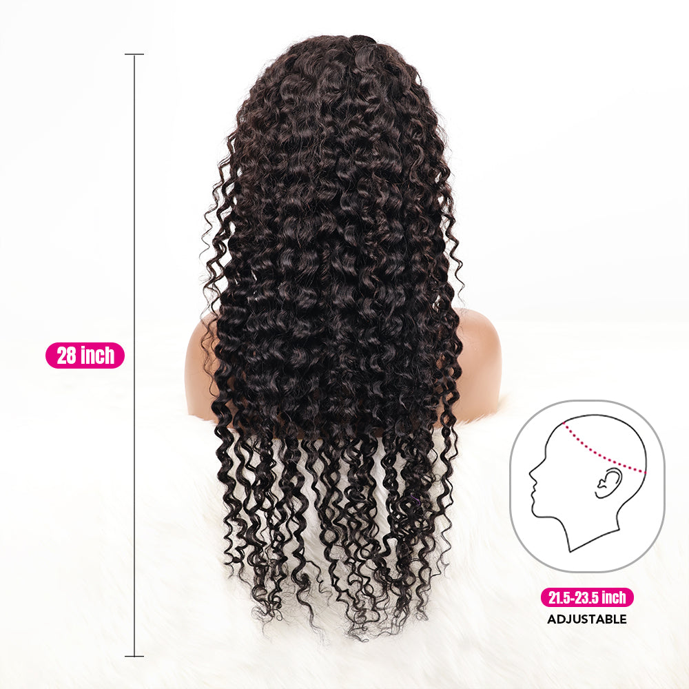 DORIMY 180% Density Natural Black Hair Color 16-34Inch Curly hair Lace Frontal Wig For Woman