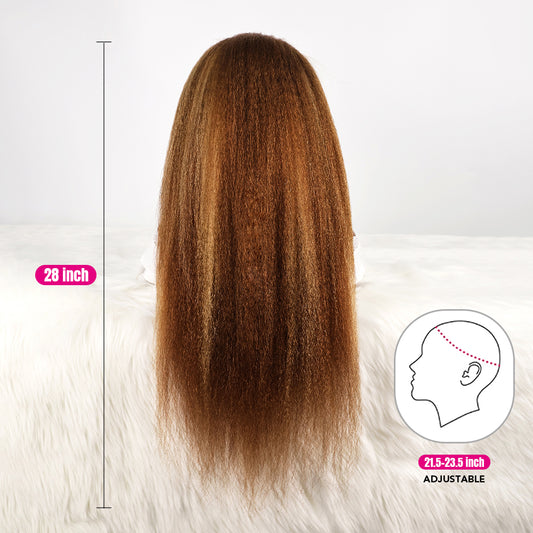 DORIMY 16-34Inch Highlight Curly 13x6 180%Density Lace Front Wig 4/27 Brown Colored Deep small Curly Transpare Lace Frontal Human Hair Wigs