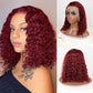 DORIMY 99J Burgundy Short Human Hair Wigs 10-14Inch 180%Density short hair Lace Front 100% Human Hair Wigs 13×4 Curly Lace Frontal Wig For Woman