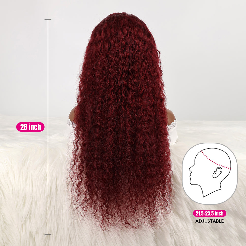 DORIMY Red Wig 99J Lace Front Wig 13X6 Curly Human Hair Wigs Colored Deep Wave 100% Human Hair Wig For Women