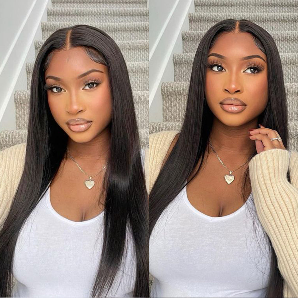 DORIMY 180% Density Natural Black Hair Color 16-40Inch 13x6 Smooth Straight Lace Frontal Wig For Woman