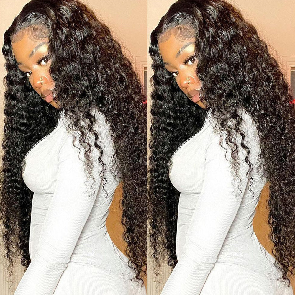 DORIMY 180% Density Natural Black Hair Color 16-34Inch Curly hair Lace Frontal Wig For Woman