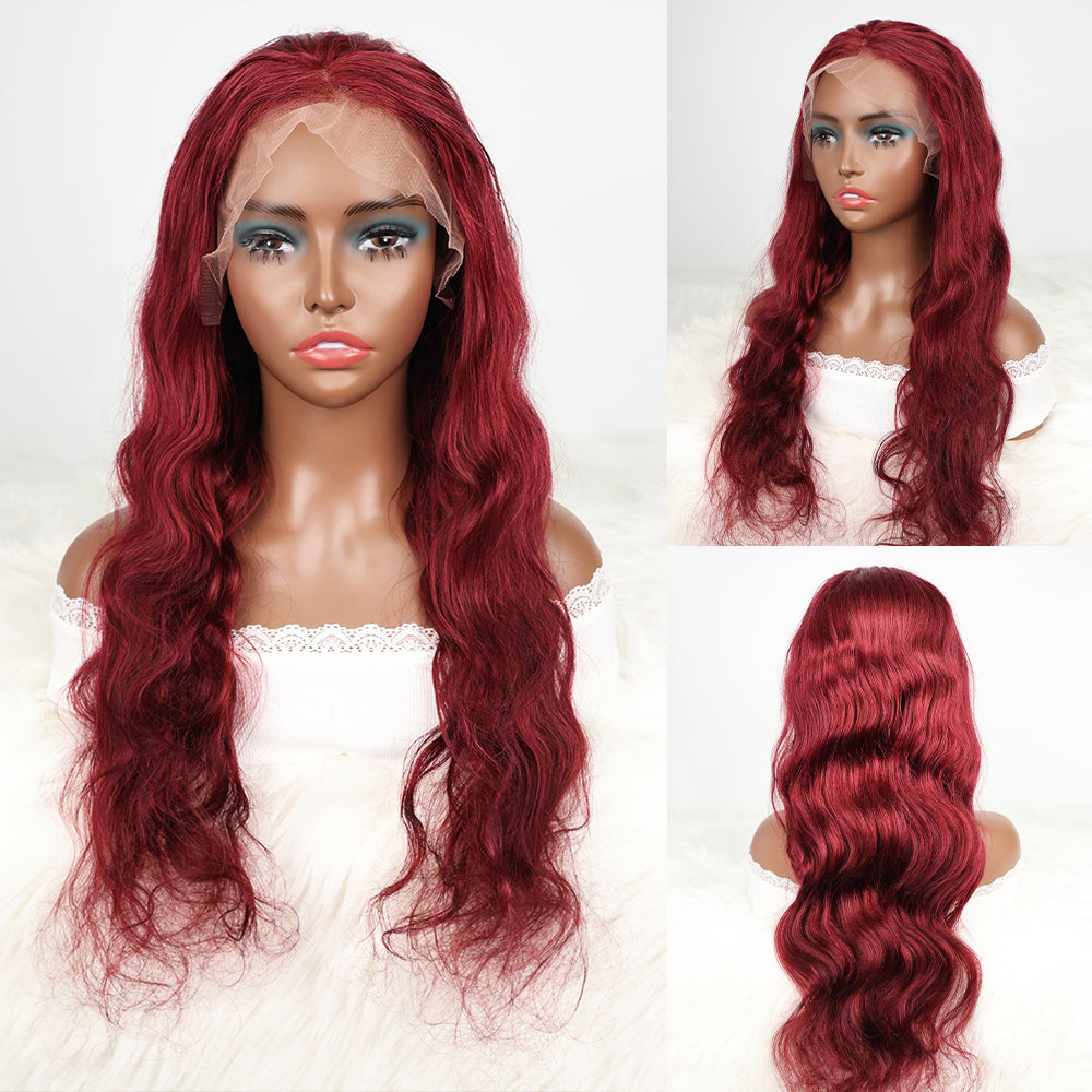 DORIMY 99j 13x6 Transparent Lace Front Wigs Human Hair Pre Plucked with Baby Hair 180 Density 16-34Inch Wavy Lace Frontal Wig For Woman