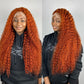 DORIMY 180 Density 350 Ginger Deep Wave 30 32 34 Inch 13x6 Lace Front Wig Orange Curly Human Hair Lace Frontal Wigs Water Wave