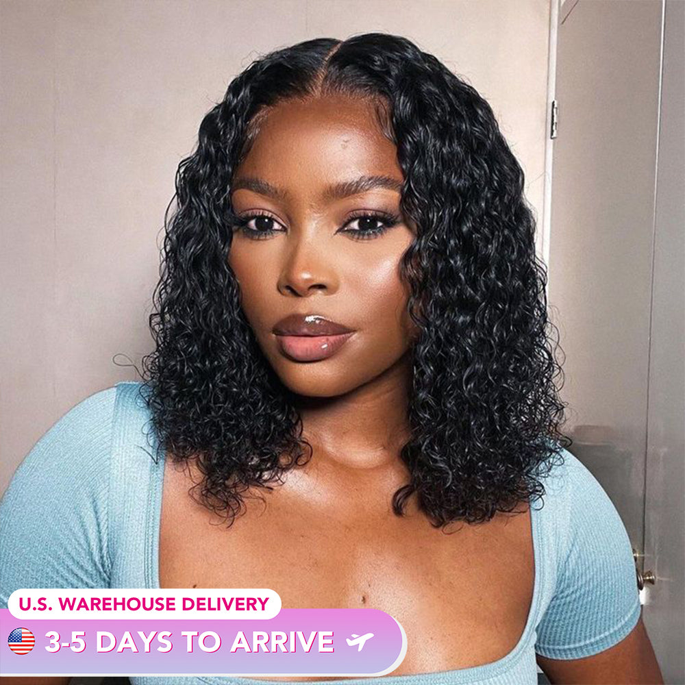 DORIMY Wig Short Bob Hair Wig Nature Black Human Hair Brazilian Curly Transparent 13x4 Deep Wave Lace Frontal Wigs For Black Women