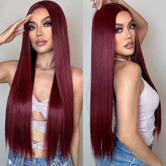 DORIMY Burgundy 99J Red Bone Straight Lace Front Wigs Brazilian 30 32 Inch Colored Human Hair Wigs 13x6 Transparent Lace Frontal Wigs