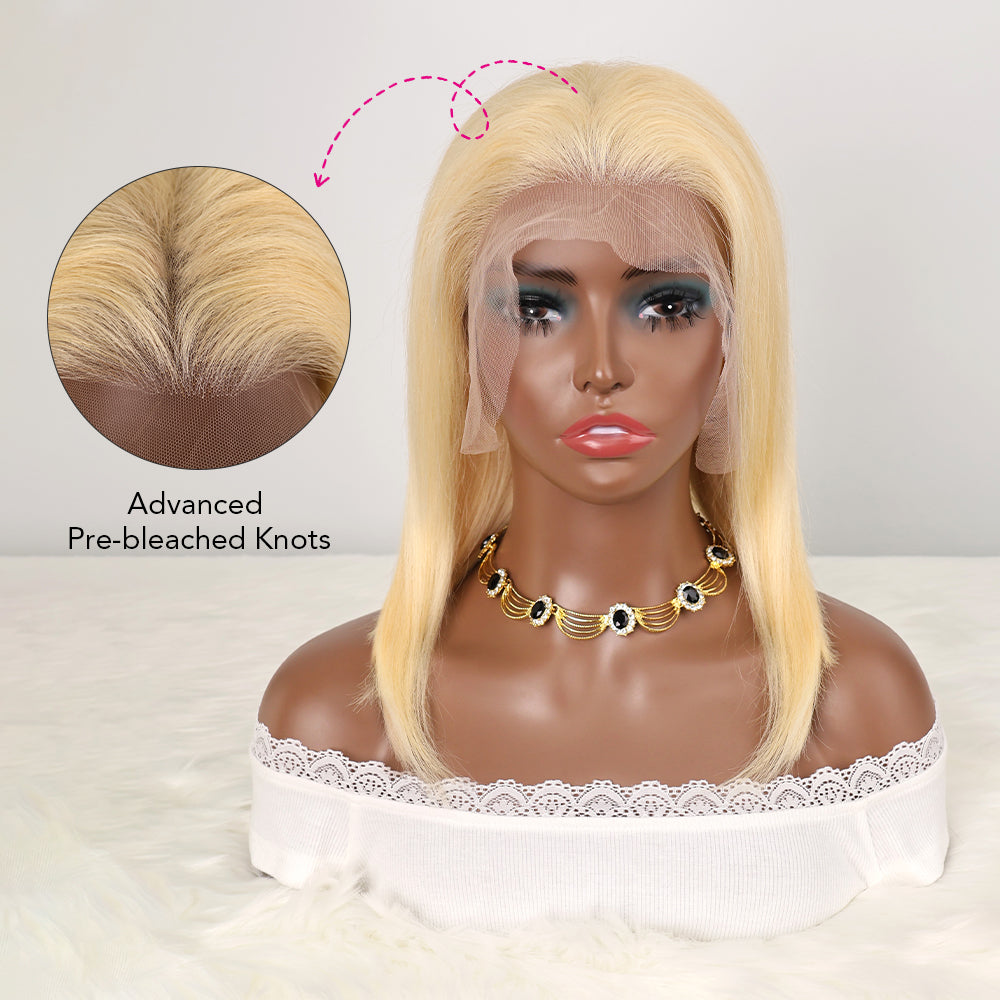 DORIMY Wig 613 Blonde Bob Hair Wig Human Hair Lace Frontal Wig Brazilian Straight Bob Wig Lace Front Human Hair Wig for Women