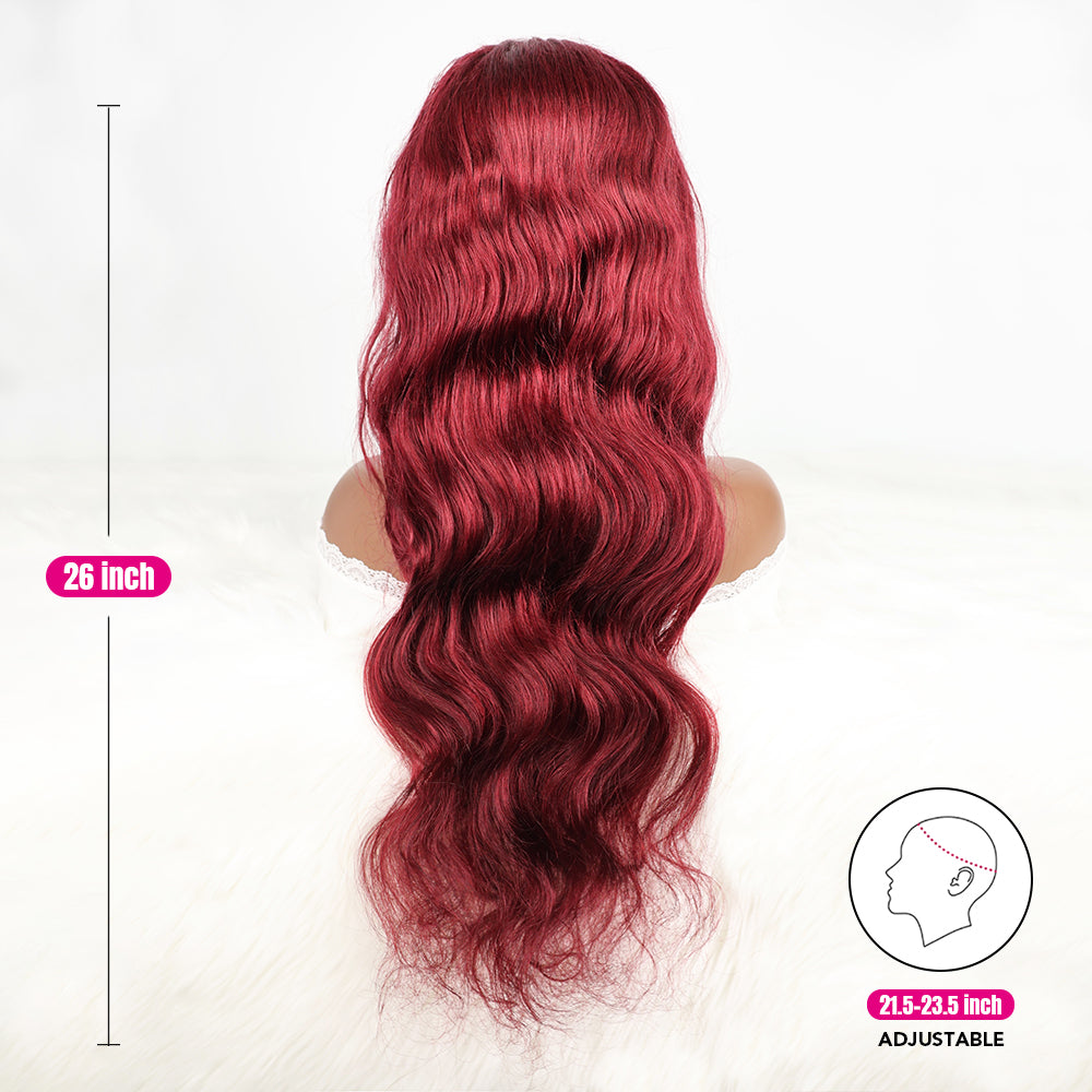 DORIMY 99j 13x6 Transparent Lace Front Wigs Human Hair Pre Plucked with Baby Hair 180 Density 16-34Inch Wavy Lace Frontal Wig For Woman
