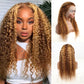 DORIMY 16-34Inch Highlight Curly 13x6 Lace Front Wig 4/27 Brown Colored Deep Wave Transpare Lace Frontal Human Hair Wigs