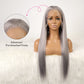 DORIMY 13x6 Silver Gray Women's Lace Wig Transparent Lace Front Human Hair Pre-Plucked Wigs