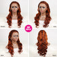 DORIMY 180 Density 4/350 Ginger Deep Wave 16-34Inch 13x6 Lace Front Wig Orange Curly Human Hair Lace Frontal Wigs Wavy Hair