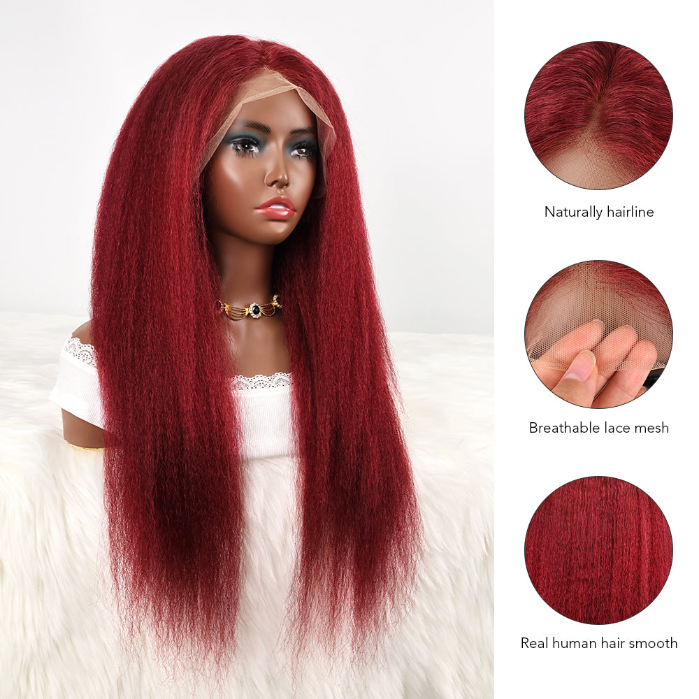 DORIMY 99J Burgundy Lace Front Wig Human Hair 16-34 Inch Small Curly 13x6 Human Hair Lace Front Wigs for Women