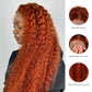 DORIMY 180 Density 350 Ginger Deep Wave 30 32 34 Inch 13x6 Lace Front Wig Orange Curly Human Hair Lace Frontal Wigs Water Wave