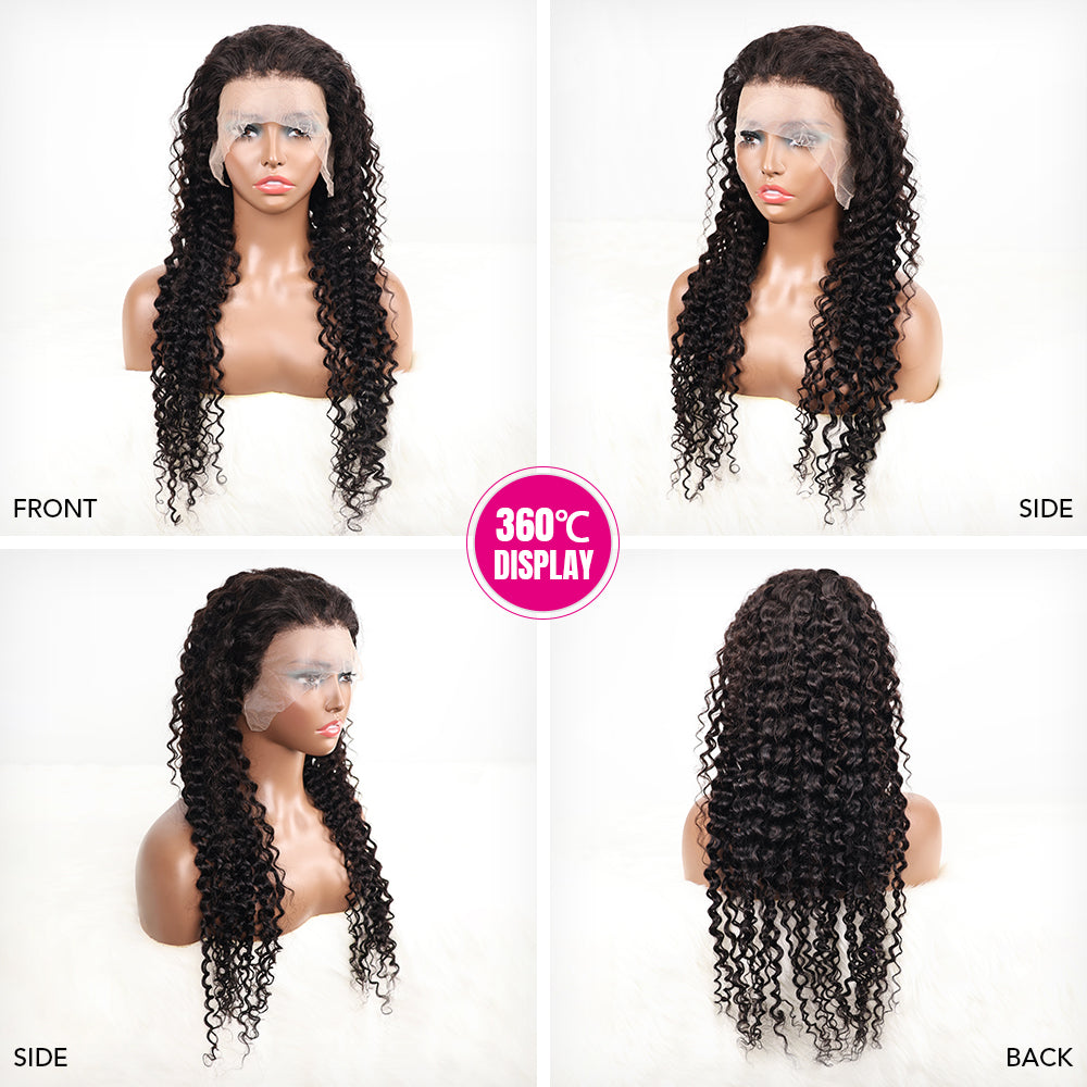 DORIMY 180% Density Natural Black Hair Color 16-34Inch Curly hair Lace Frontal Wig For Woman