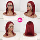 DORIMY 99J Burgundy Short Human Hair Wigs 10-14Inch 180%Density short hair Lace Front 100% Human Hair Wigs 13×4 Smooth Straight Lace Frontal Wig For Woman