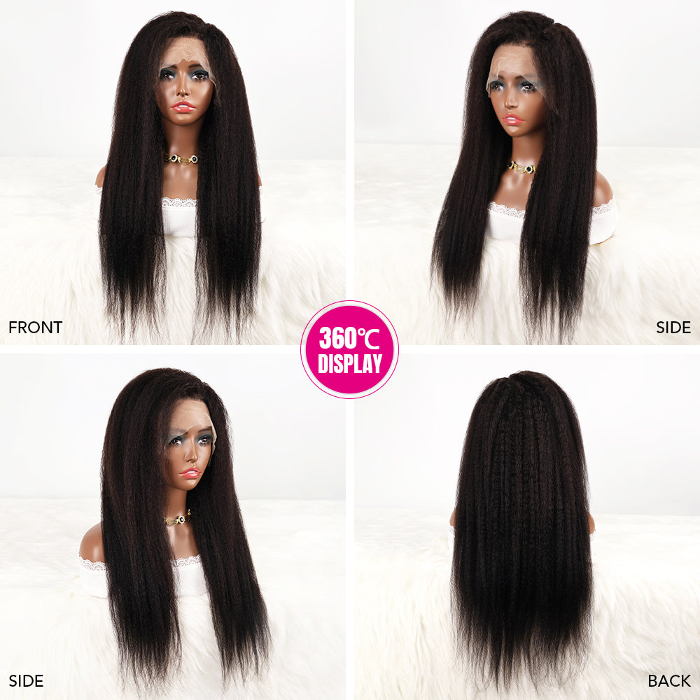 DORIMY 180% Density Natural Black Hair Color 16-34Inch Small Curly Hair Lace Frontal Wig For Woman