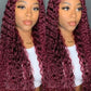 DORIMY Red Wig 99J Lace Front Wig 13X6 Curly Human Hair Wigs Colored Deep Wave 100% Human Hair Wig For Women