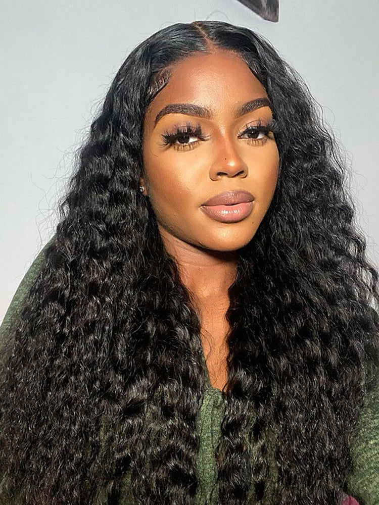 DORIMY 180% Density Natural Black Hair Color 16-34Inch Curly hair Lace Frontal Wig For Woman