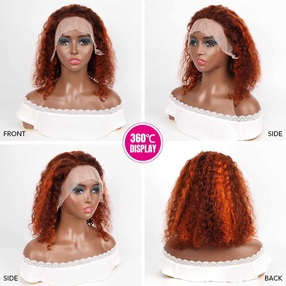 DORIMY Water Wave Short Bob Lace Front Human Hair Wigs Brazilian Transparent Lace Frontal Wigs 4/350 Color hair wigs