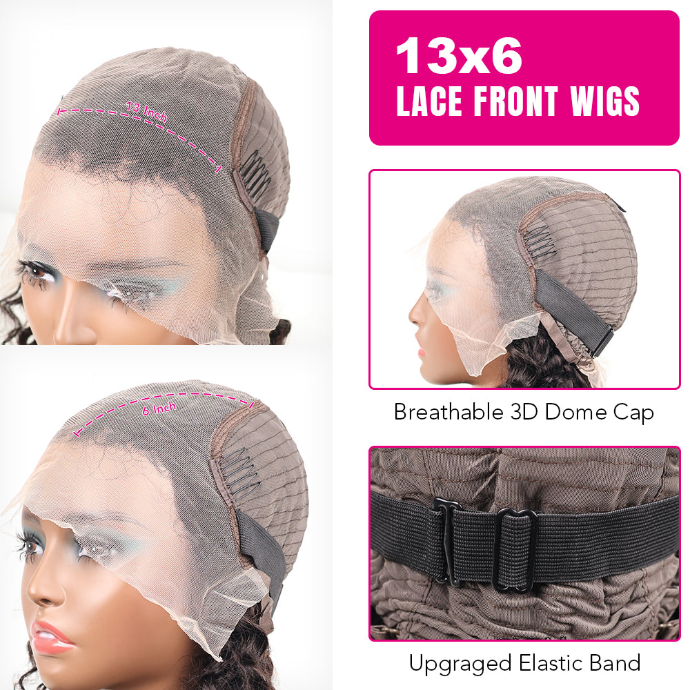 DORIMY 180% Density Natural Black Hair Color 16-34Inch Curly hair Lace Frontal Wig For Woman