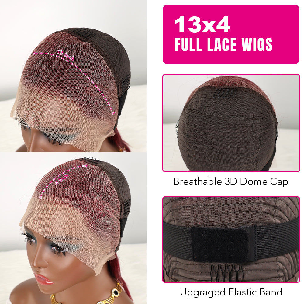 DORIMY 99J Burgundy Short Human Hair Wigs 10-14Inch 180%Density short hair Lace Front 100% Human Hair Wigs 13×4 Smooth Straight Lace Frontal Wig For Woman