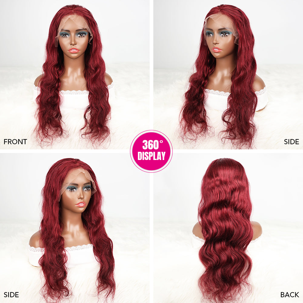 DORIMY 99j 13x6 Transparent Lace Front Wigs Human Hair Pre Plucked with Baby Hair 180 Density 16-34Inch Wavy Lace Frontal Wig For Woman