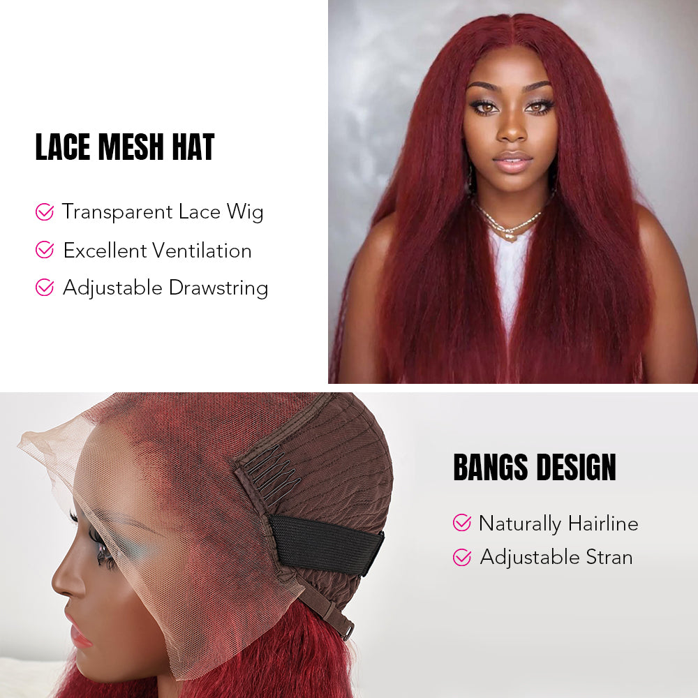 DORIMY 99J Burgundy Lace Front Wig Human Hair 16-34 Inch Small Curly 13x6 Human Hair Lace Front Wigs for Women