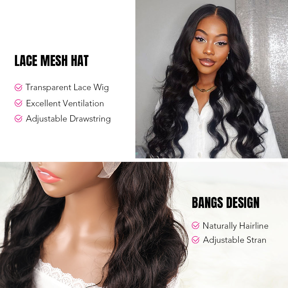 DORIMY 180% Density Natural Black Hair Color 16-34Inch Wavy Lace Frontal Wig For Woman