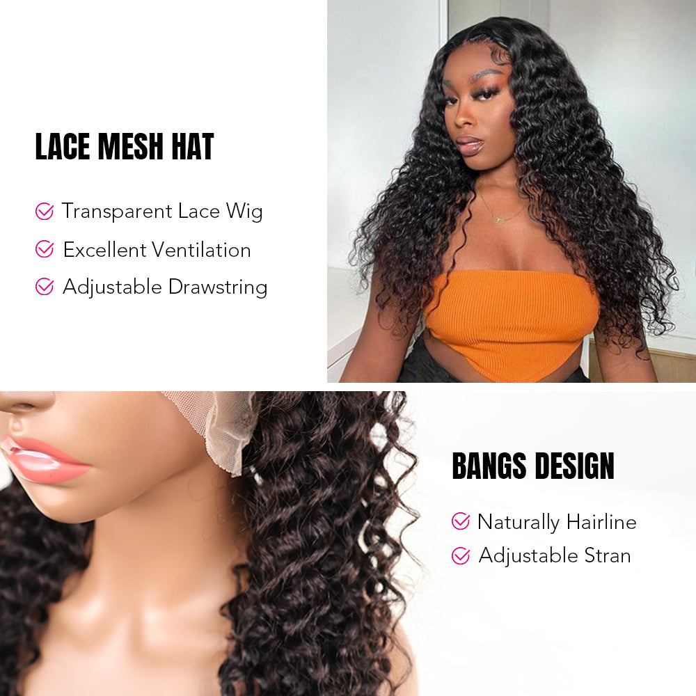 DORIMY 180% Density Natural Black Hair Color 16-34Inch Curly hair Lace Frontal Wig For Woman