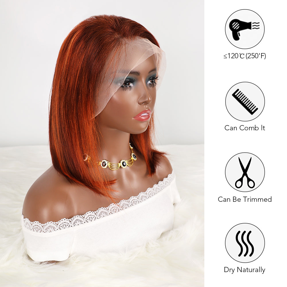 DORIMY 10-14 Inch 13X4 Transparent Lace Front Wig Human Hair 180% Density Bob Wigs 100% Human Hair 350 For Woman