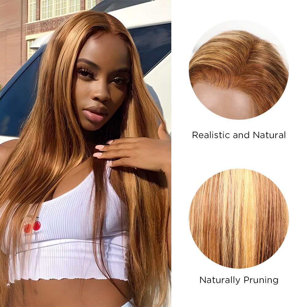 DORIMY Highlight Wig 4/27 180%Density Long hair 16-34Inch Brown Lace Front 100% Human Hair Wigs 13×6 Straight hair Lace Frontal Wig For Woman