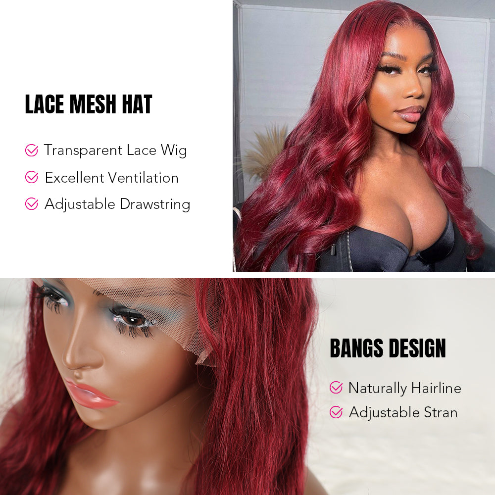 DORIMY 99j 13x6 Transparent Lace Front Wigs Human Hair Pre Plucked with Baby Hair 180 Density 16-34Inch Wavy Lace Frontal Wig For Woman