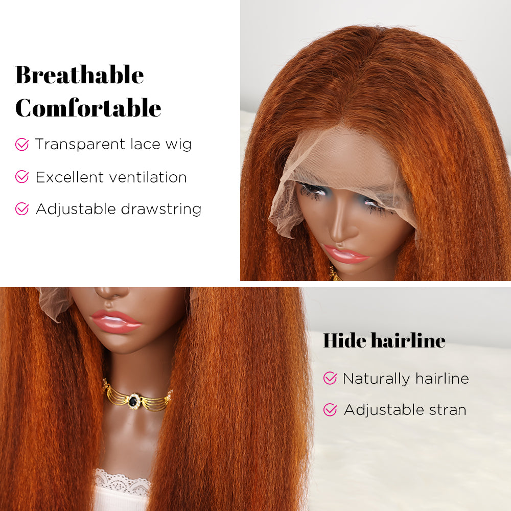 DORIMY Kinky Straight 13x6 Lace Front Human Hair Wigs 100% Human Hair Wigs For Women Transparent Lace Brazilian Yaki Straight Wig